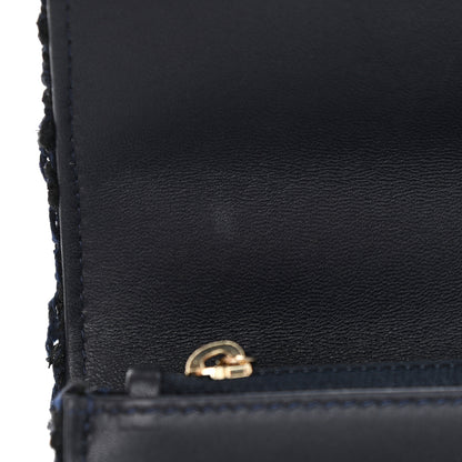 Chanel Wool Tweed Lambskin Quilted Chanel 19 Wallet On Chain WOC and Coin Purse Blue Black 11 of 11