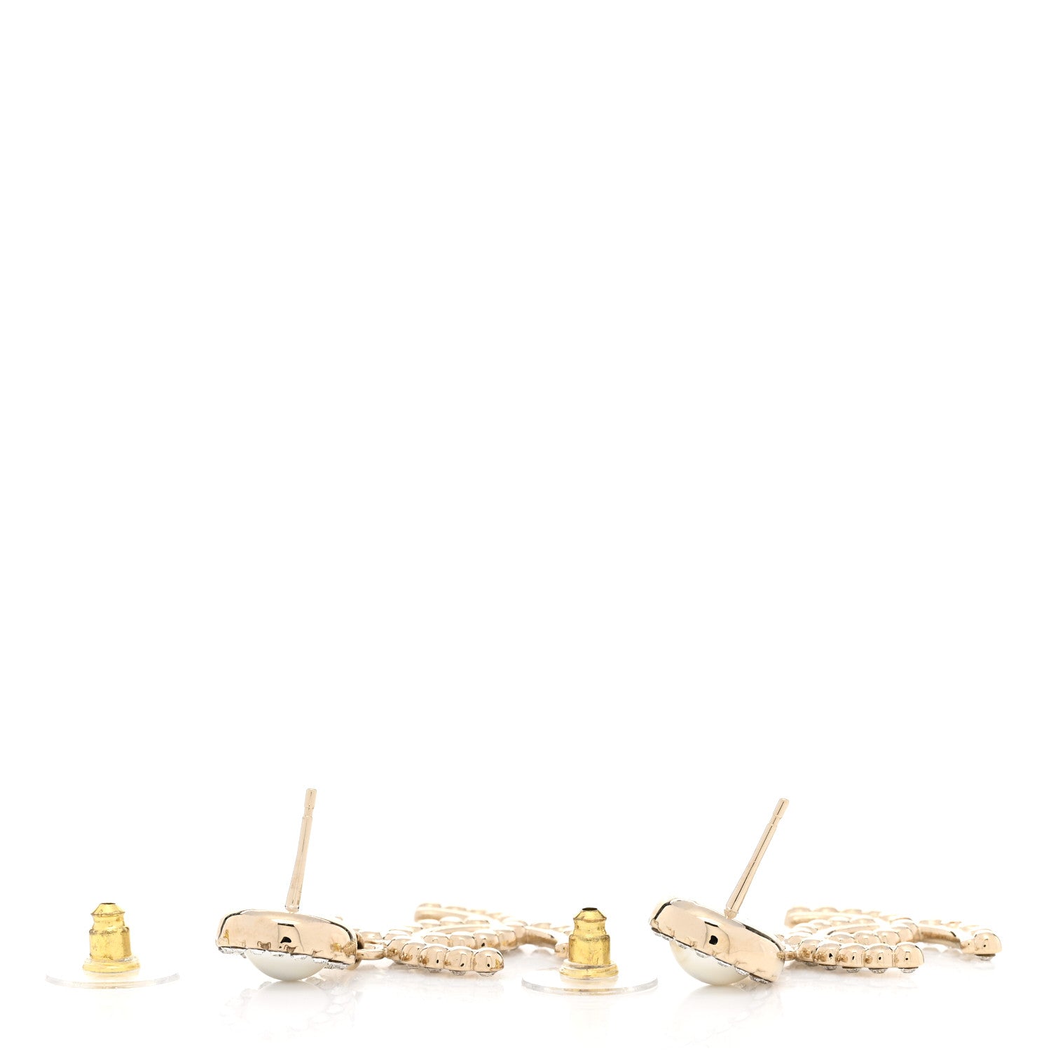 Chanel Crystal Pearl Bow-tiful CC Drop Earrings Gold 4 of 7