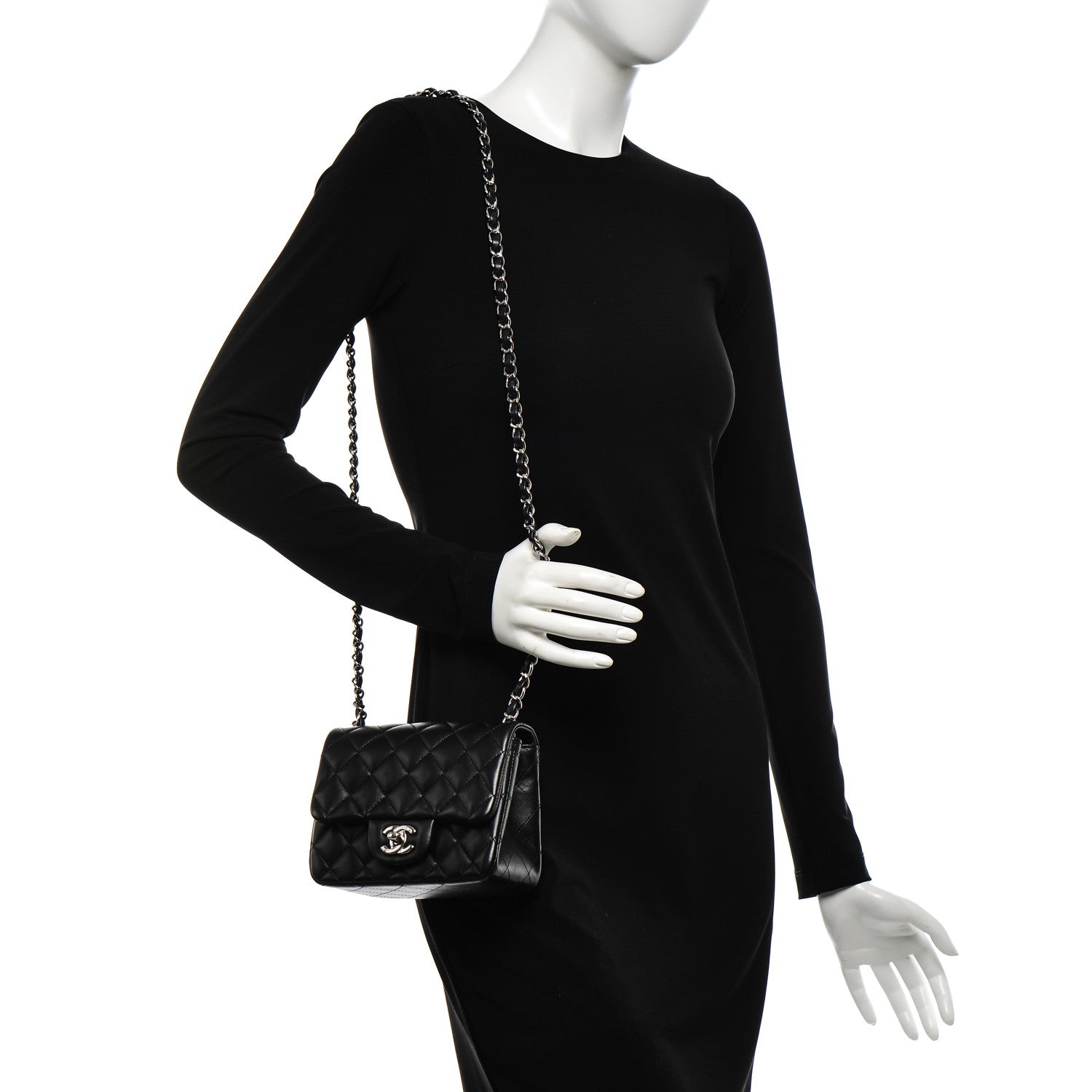 Chanel Lambskin Quilted Mini Square Flap Black 2 of 7