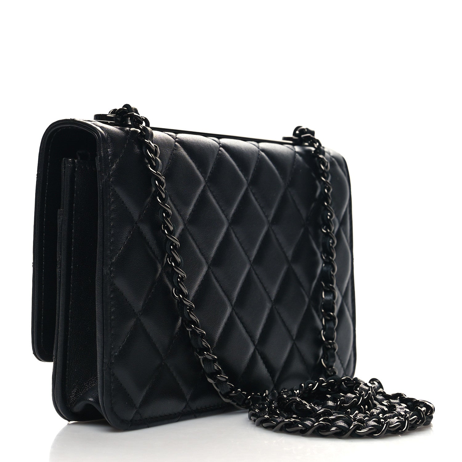 Chanel Lambskin Quilted Trendy CC Wallet On Chain WOC So Black 3 of 11