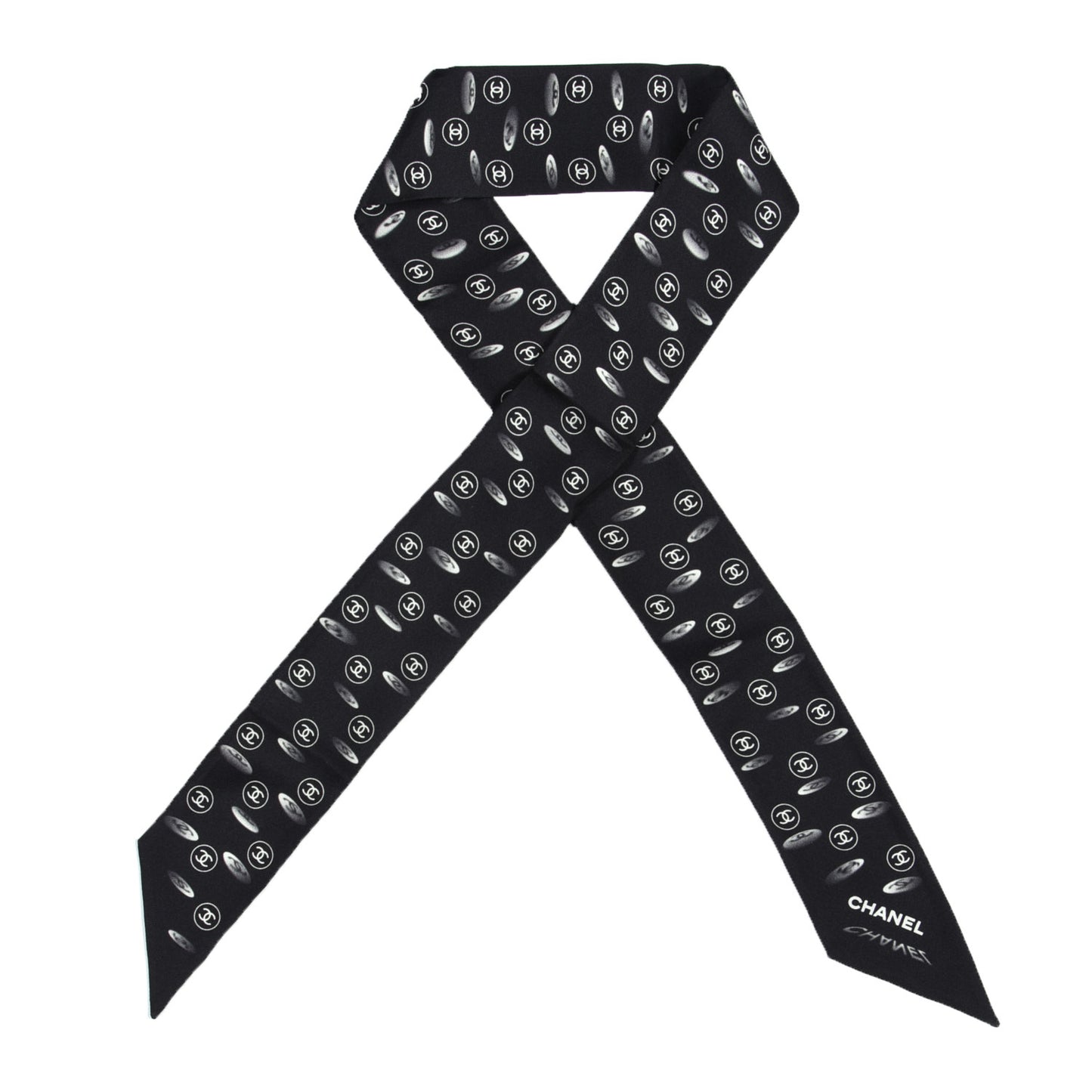 Silk CC Slim Bandeau Scarf Black