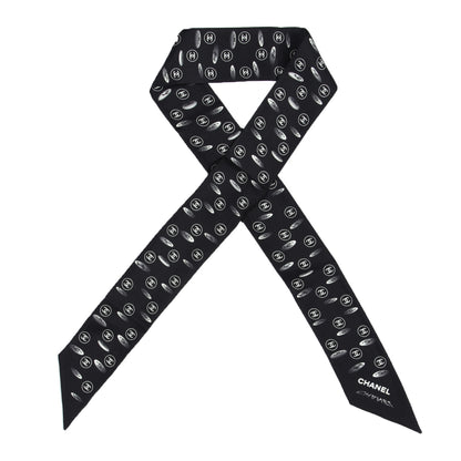 Chanel Silk CC Slim Bandeau Scarf Black 1 of 5