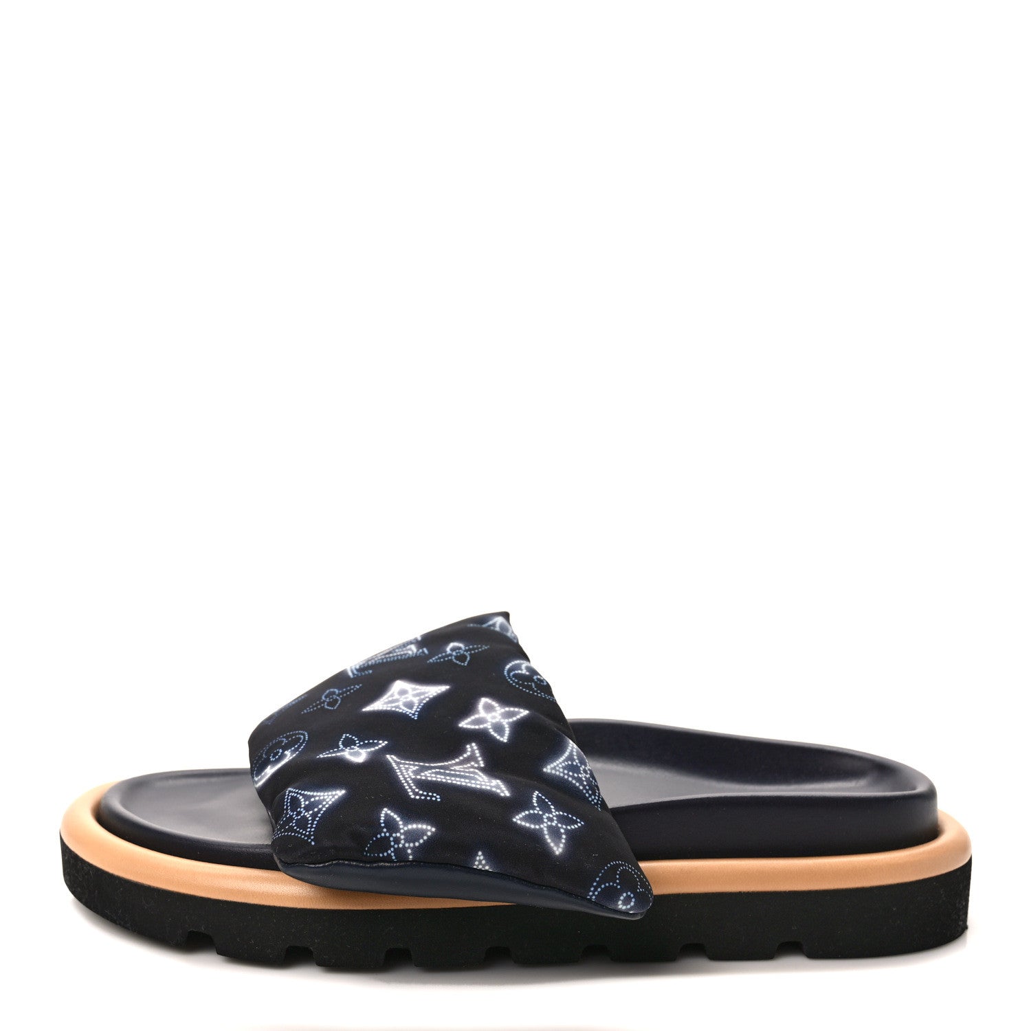 Louis Vuitton Nylon Monogram Womens Pool Pillow Comfort Mules 38 Navy Blue 1 of 8