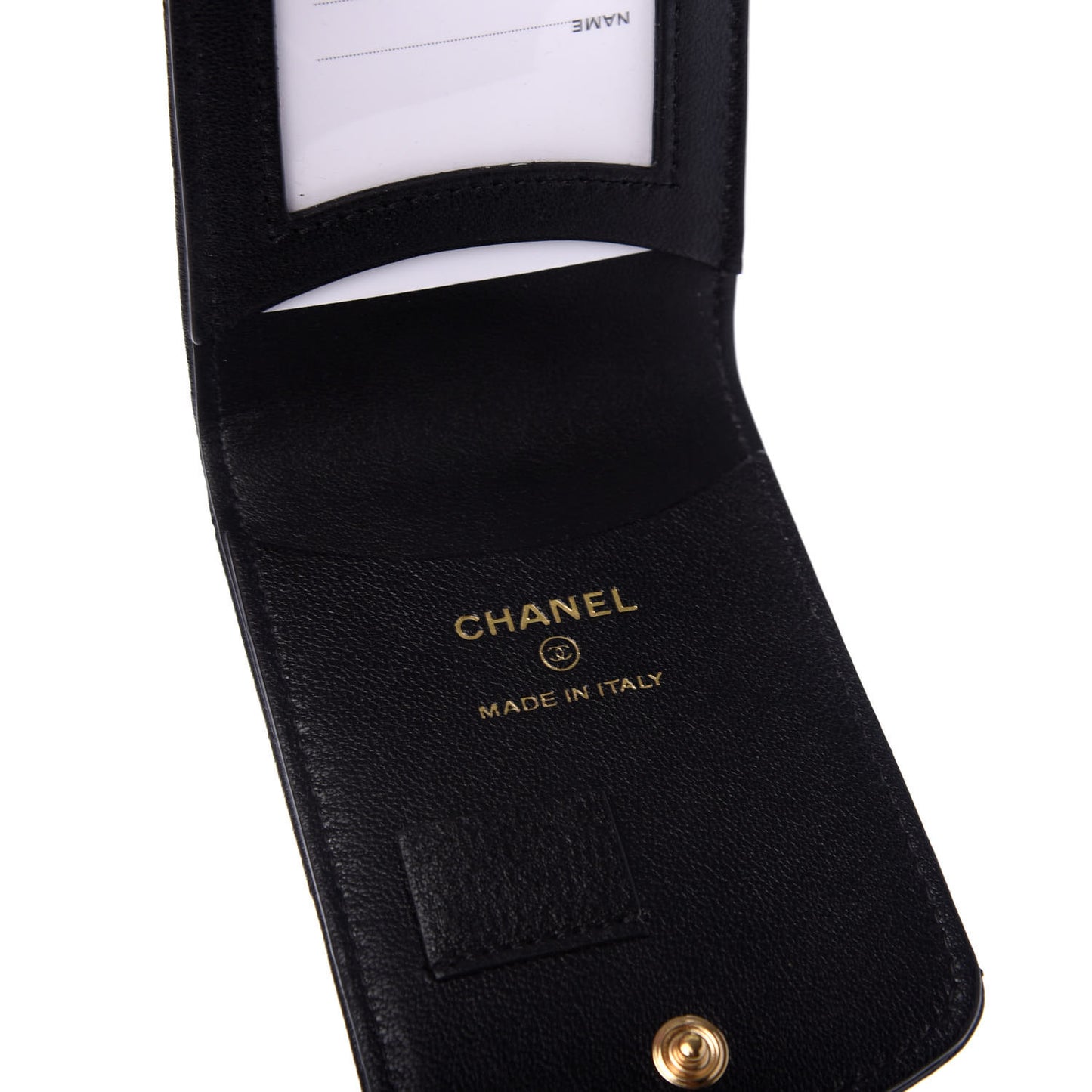 Goatskin Quilted Chanel 19 Luggage Tag Black