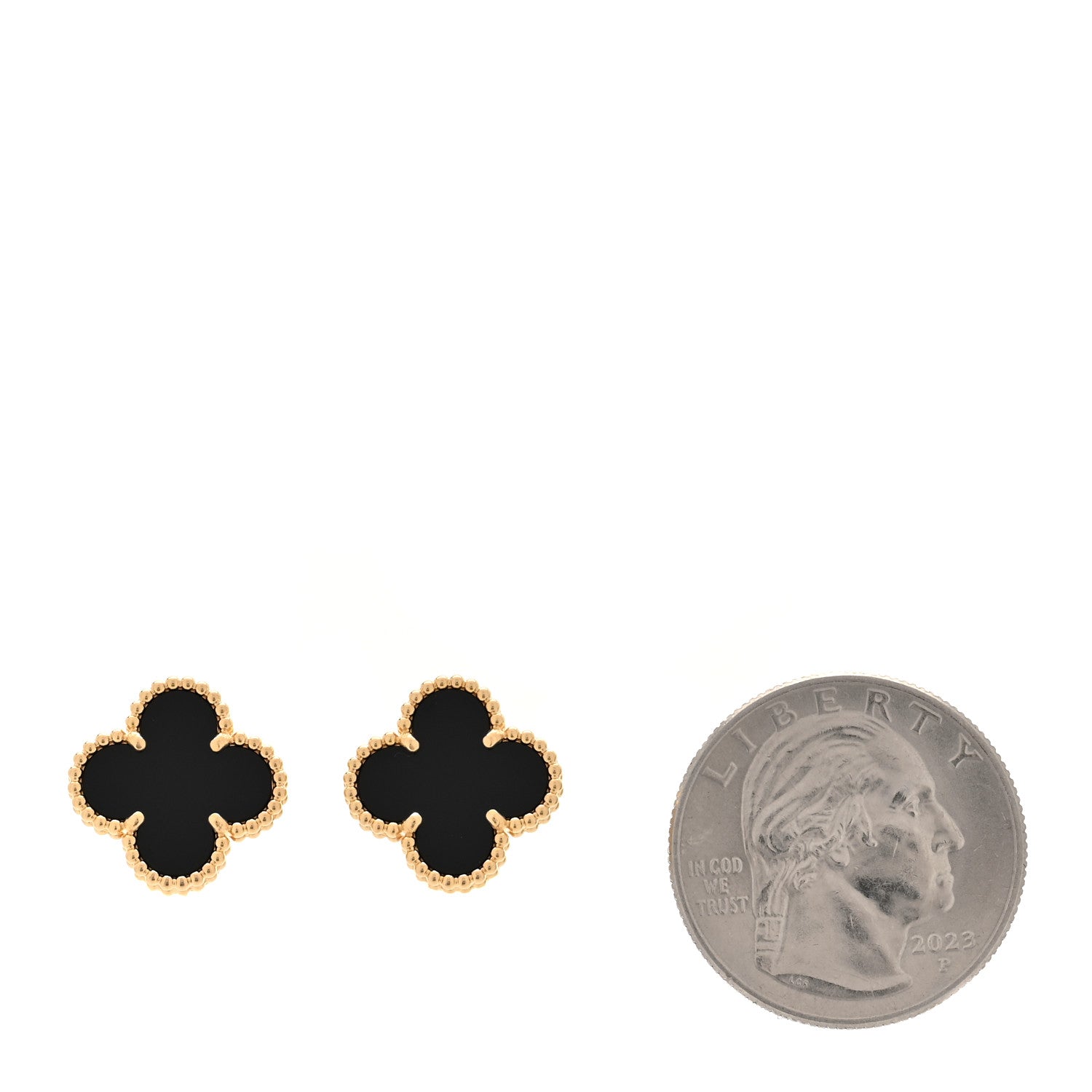 Van Cleef & Arpels 18k Yellow Gold Black Onyx Vintage Alhambra Earrings 2 of 6