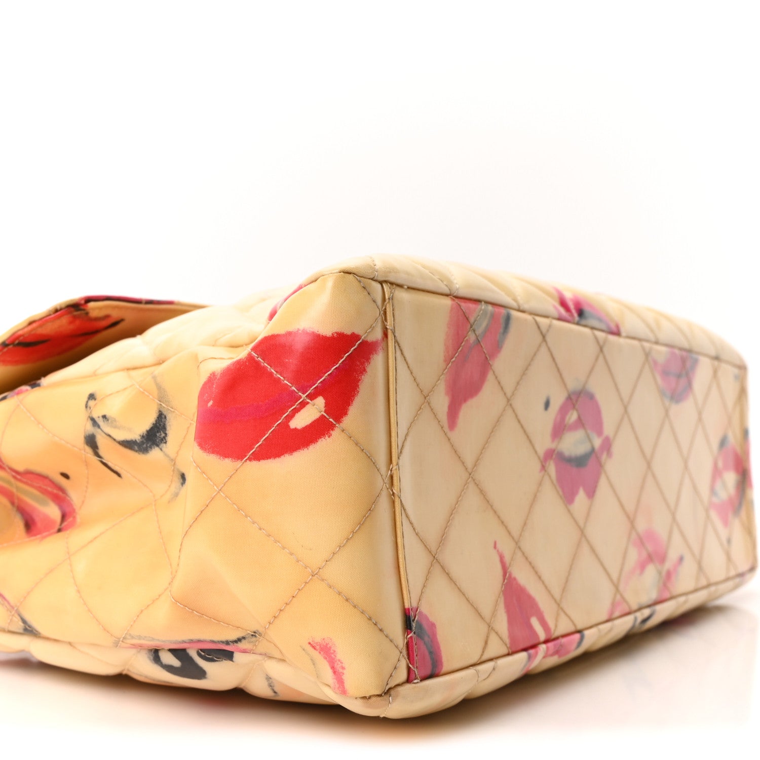 Chanel Coated Canvas Quilted Lips and Kisses Graffiti XL Jumbo Single Flap White Multicolor 9 of 10