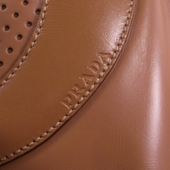 Leather Perforated Bowling Bag Brown
