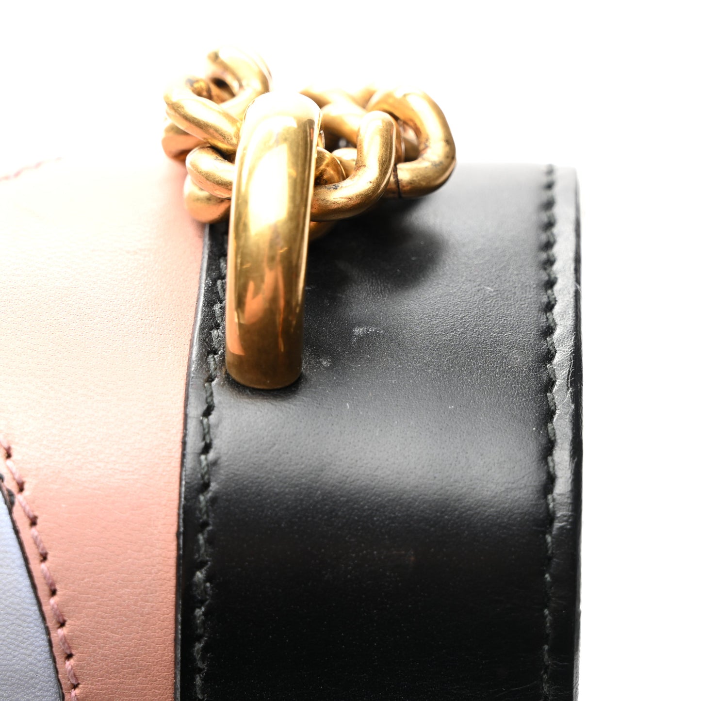 Calfskin Web Heart Medium GG Marmont Chain Handle Bag Black