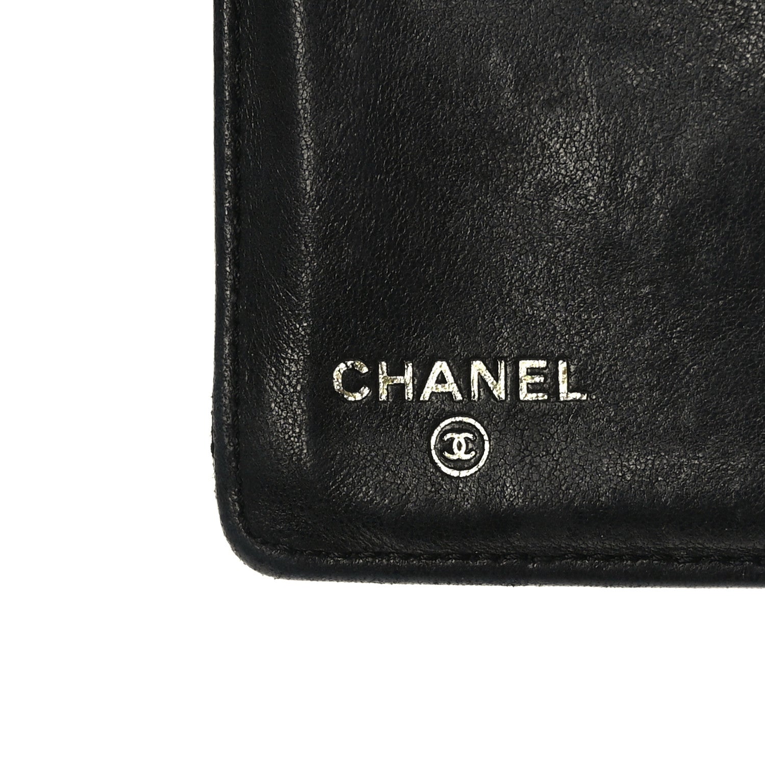 Chanel Lambskin Camellia Embossed Yen Wallet Black 7 of 8