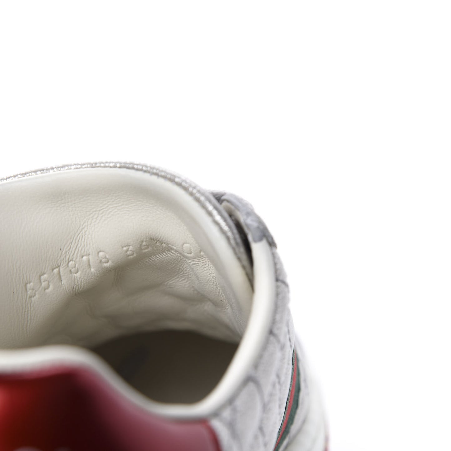 Laminated Nappa Crystal Web Bee Embroidered Trapuntata Womens Ace Platform Sneakers 36.5 Argento
