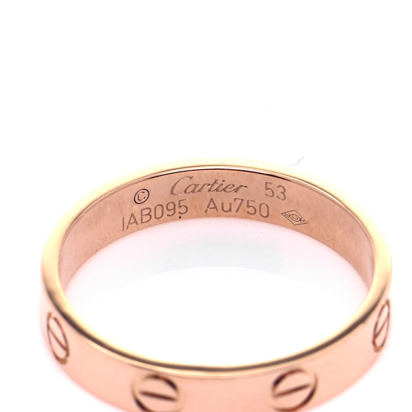 18K Pink Gold 3.5mm LOVE Wedding Band Ring 53 6.5