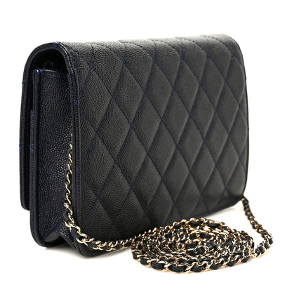 Chanel Caviar Quilted Golden Class Wallet On Chain WOC Navy 3 of 11