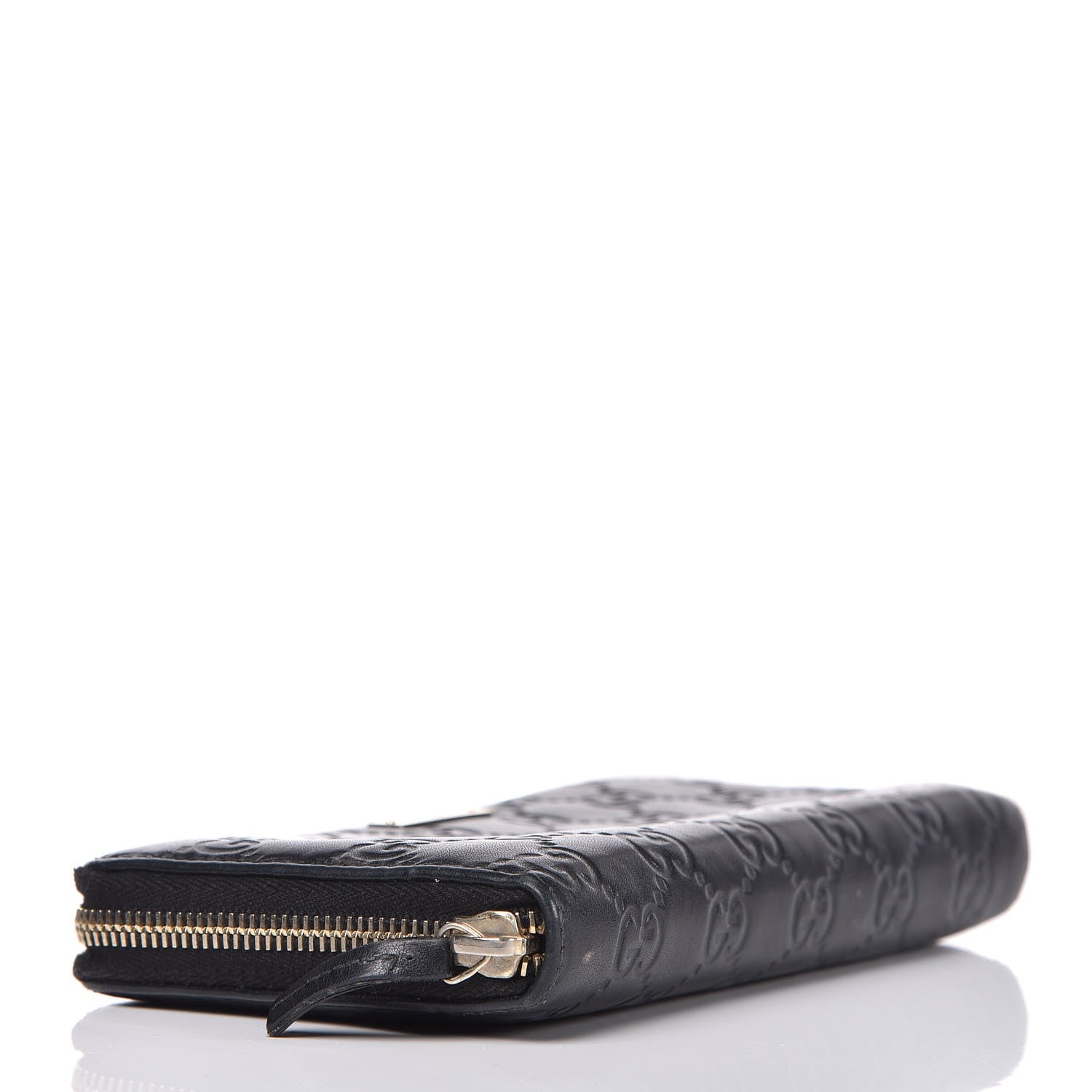 Gucci Guccissima Margaux Calfskin Metal Bar Zip Around Wallet Black 4 of 6