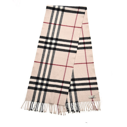 Burberry Cashmere Giant Check Fringe Scarf Stone 3 of 4