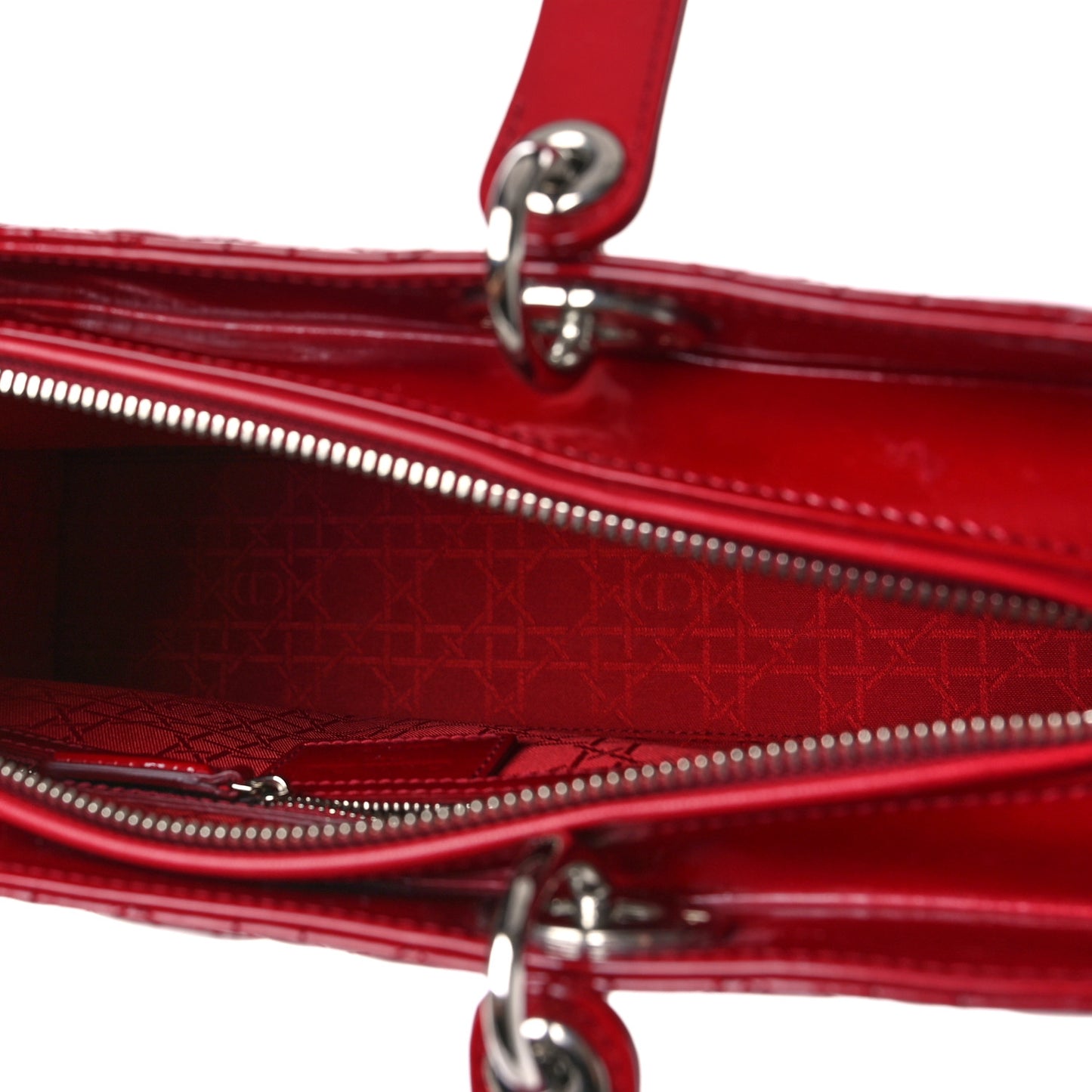 Patent Cannage Large Lady Dior Red