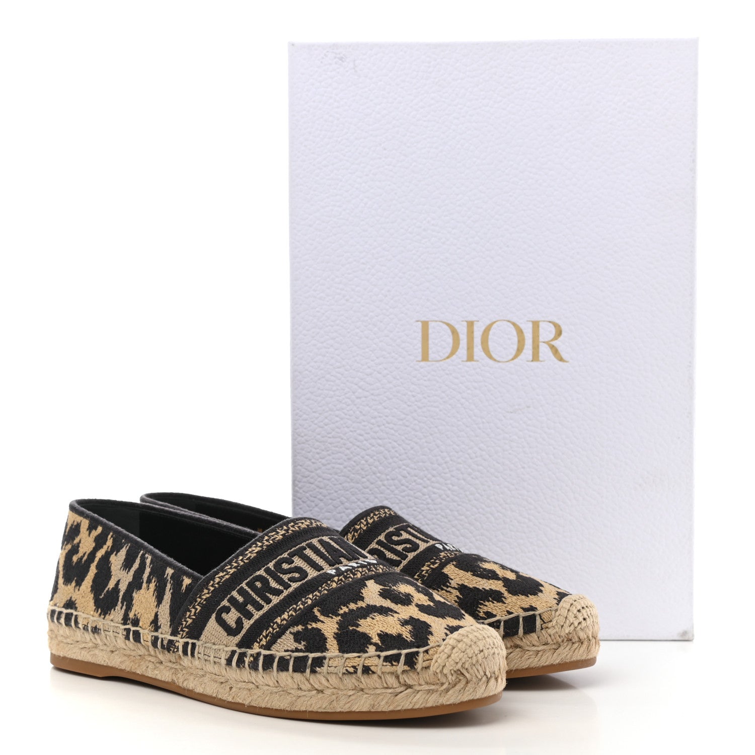 Christian Dior Cotton Embroidered Leopard Print Granville Espadrille 36 Natural 9 of 9