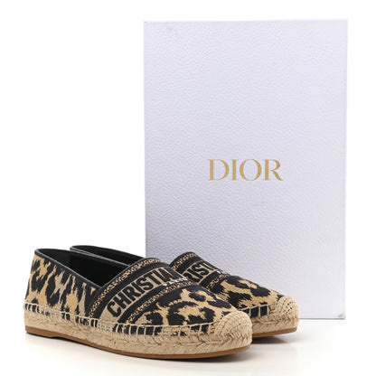 Christian Dior Cotton Embroidered Leopard Print Granville Espadrille 36 Natural 9 of 9