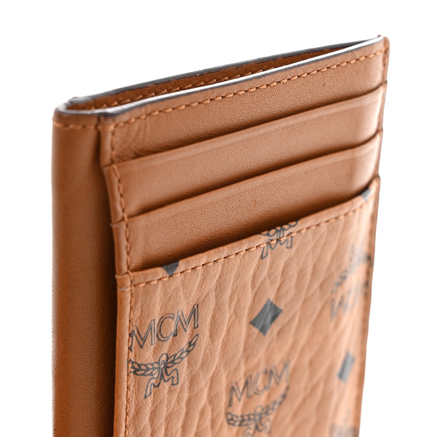 MCM Visetos Money Clip Card Case Cognac 12 of 12