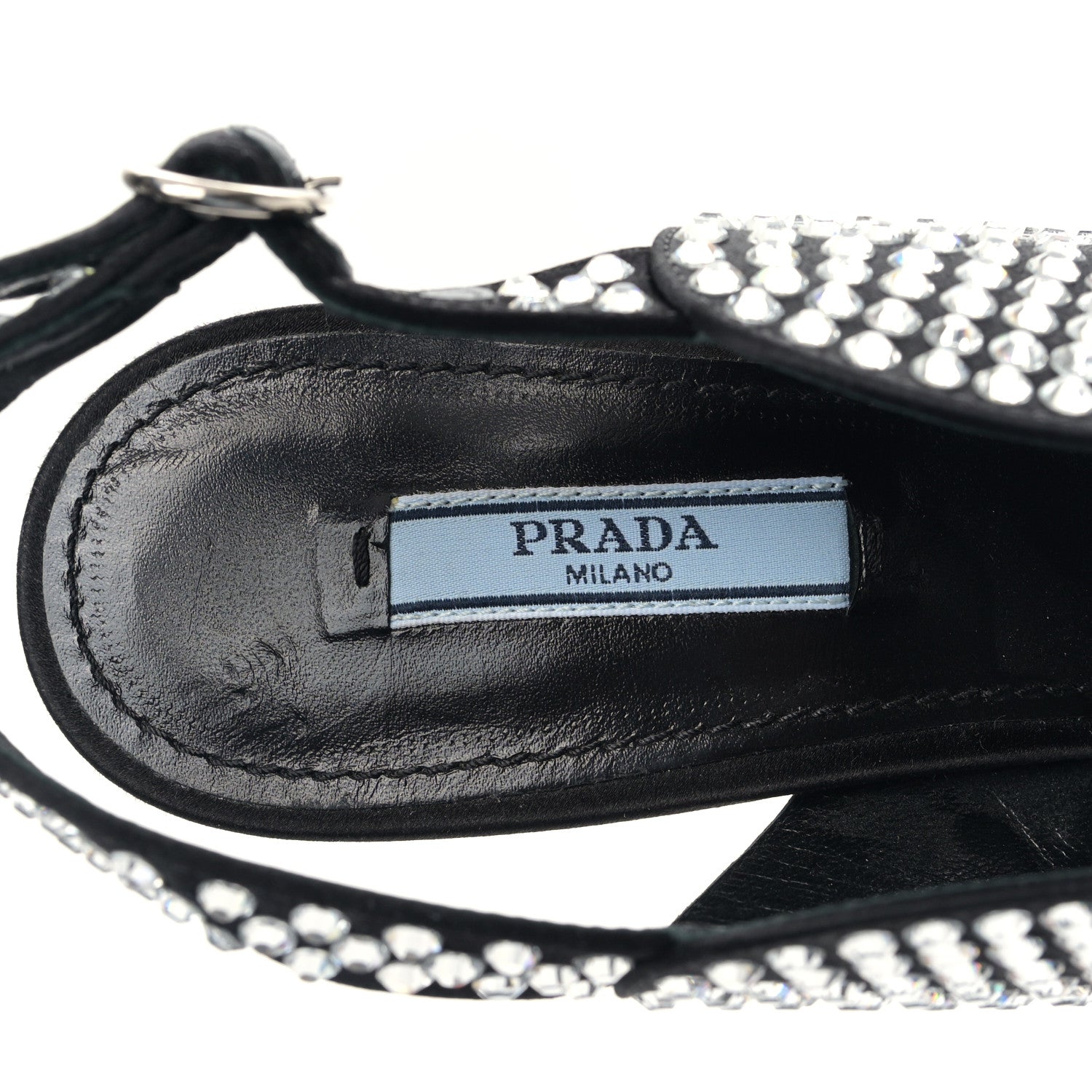 Prada Satin Crystal Ankle Wrap 105mm Sandals 39 Cristal 7 of 7