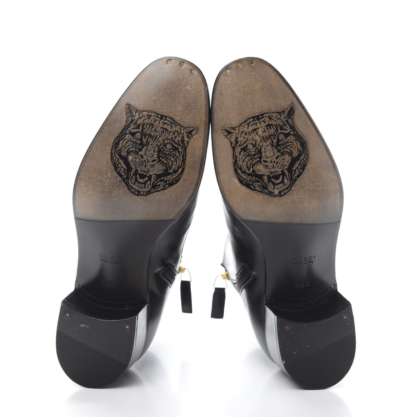 Goatskin Kitten Chain Horsebit Ankle Boots 38.5 Black