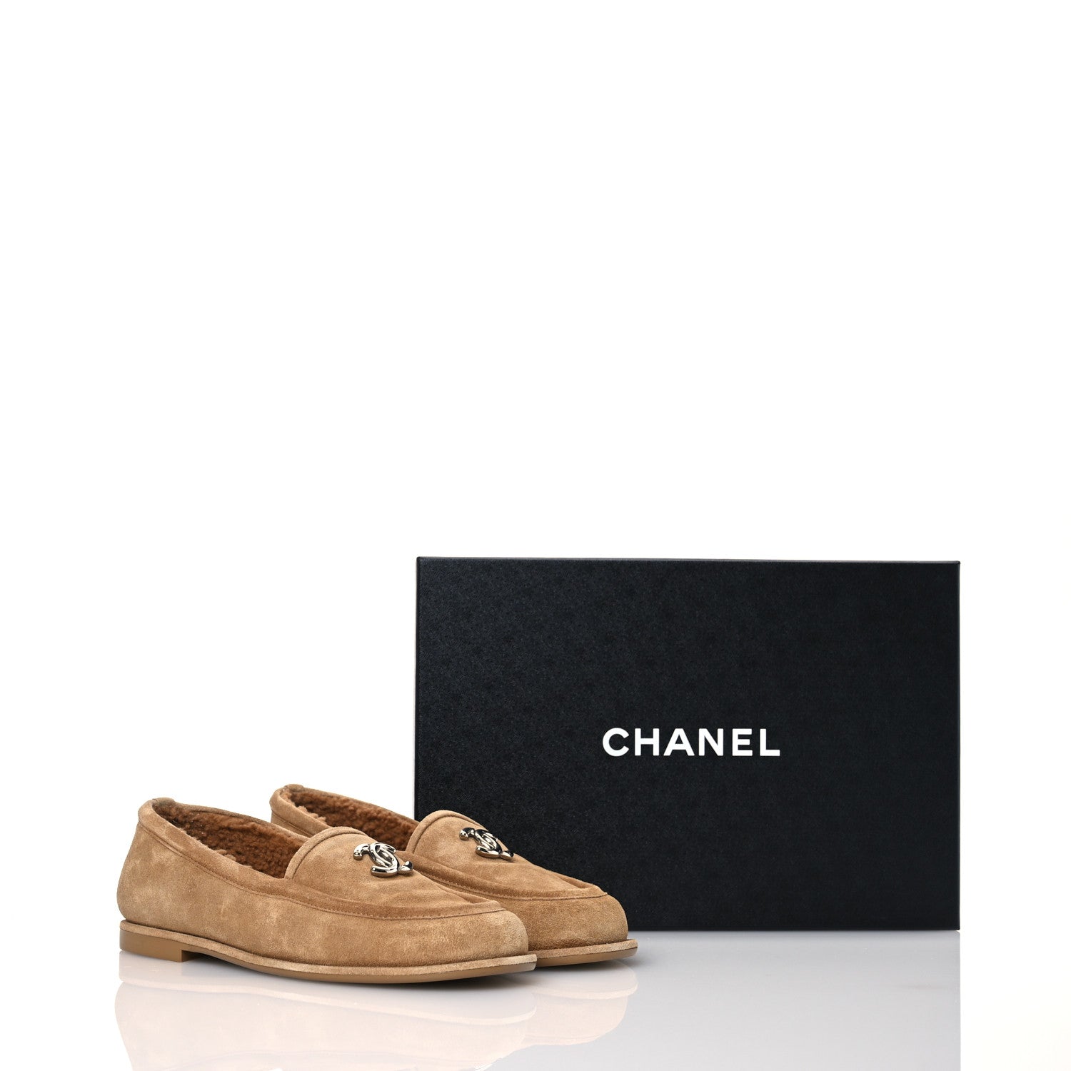 Chanel Suede Calfskin CC Loafers 37 Dark Beige 1612561 – FASHIONPHILE