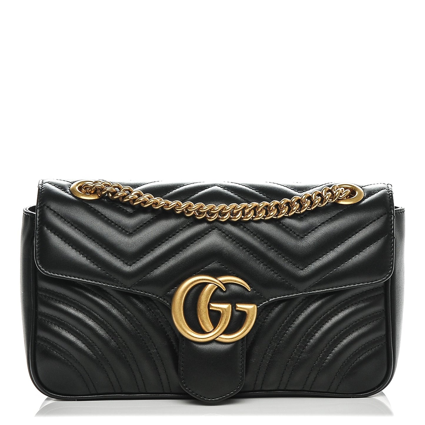 Calfskin Matelasse Small GG Marmont Shoulder Bag Black