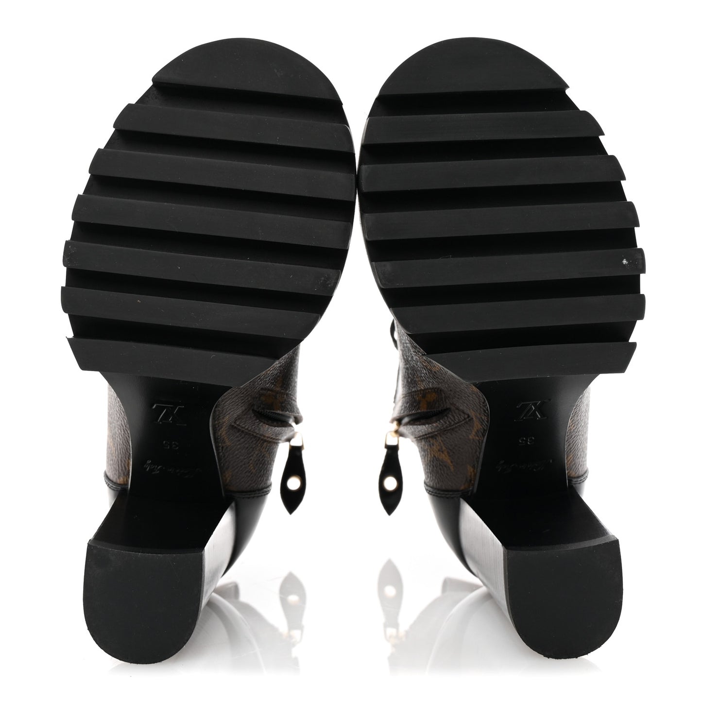 Patent Calfskin Monogram Star Trail Ankle Boots 35 Black