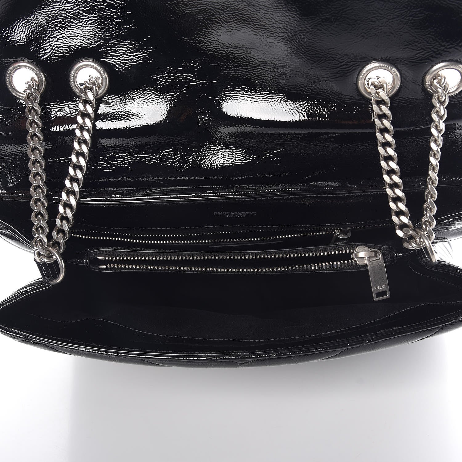 Saint Laurent Patent Y Quilted Monogram Medium Loulou Chain Satchel Black 5 of 9