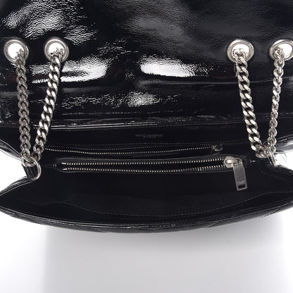 Saint Laurent Patent Y Quilted Monogram Medium Loulou Chain Satchel Black 5 of 9