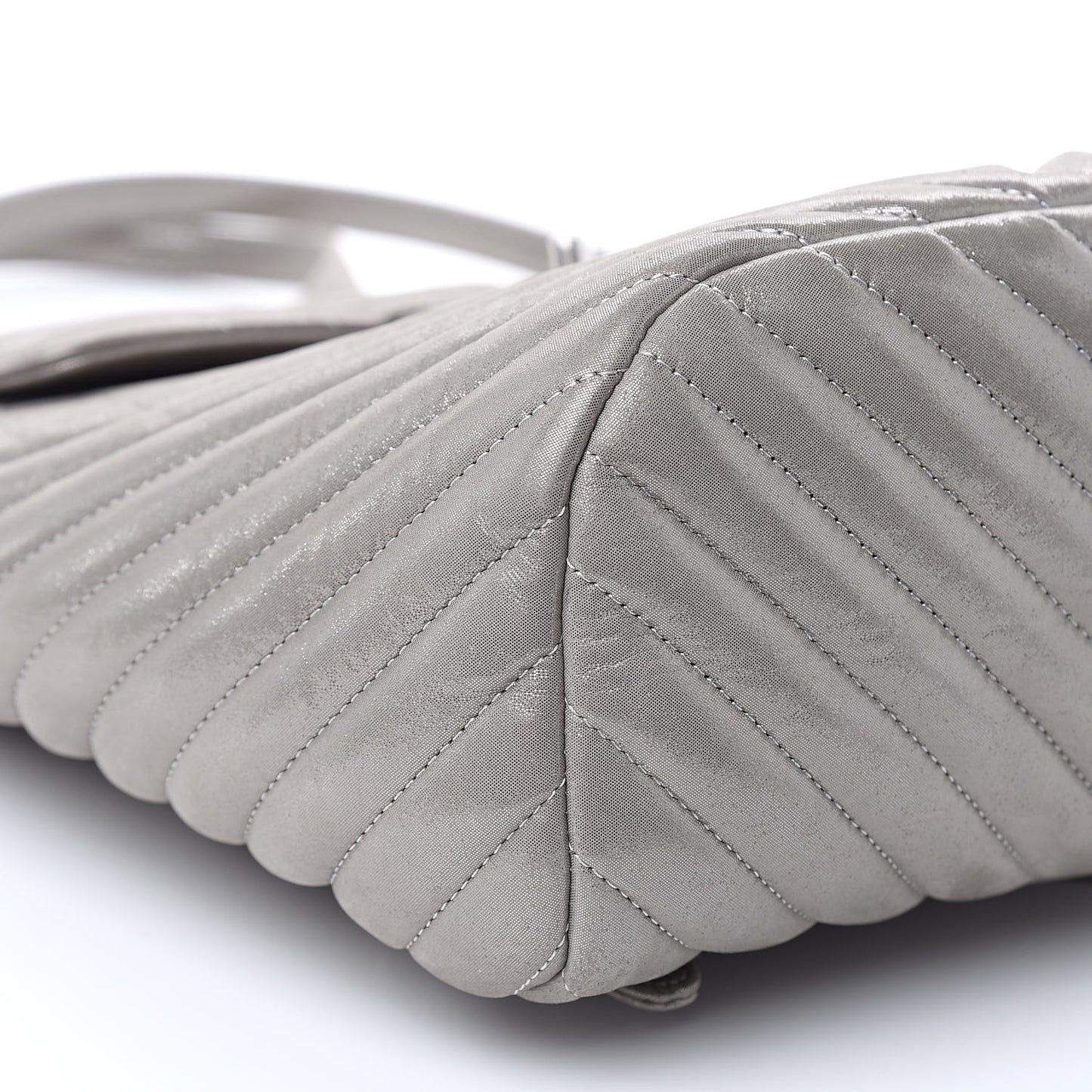 Metallic Calfskin Chevron Quilted Small Urban Spirit Backpack Silver