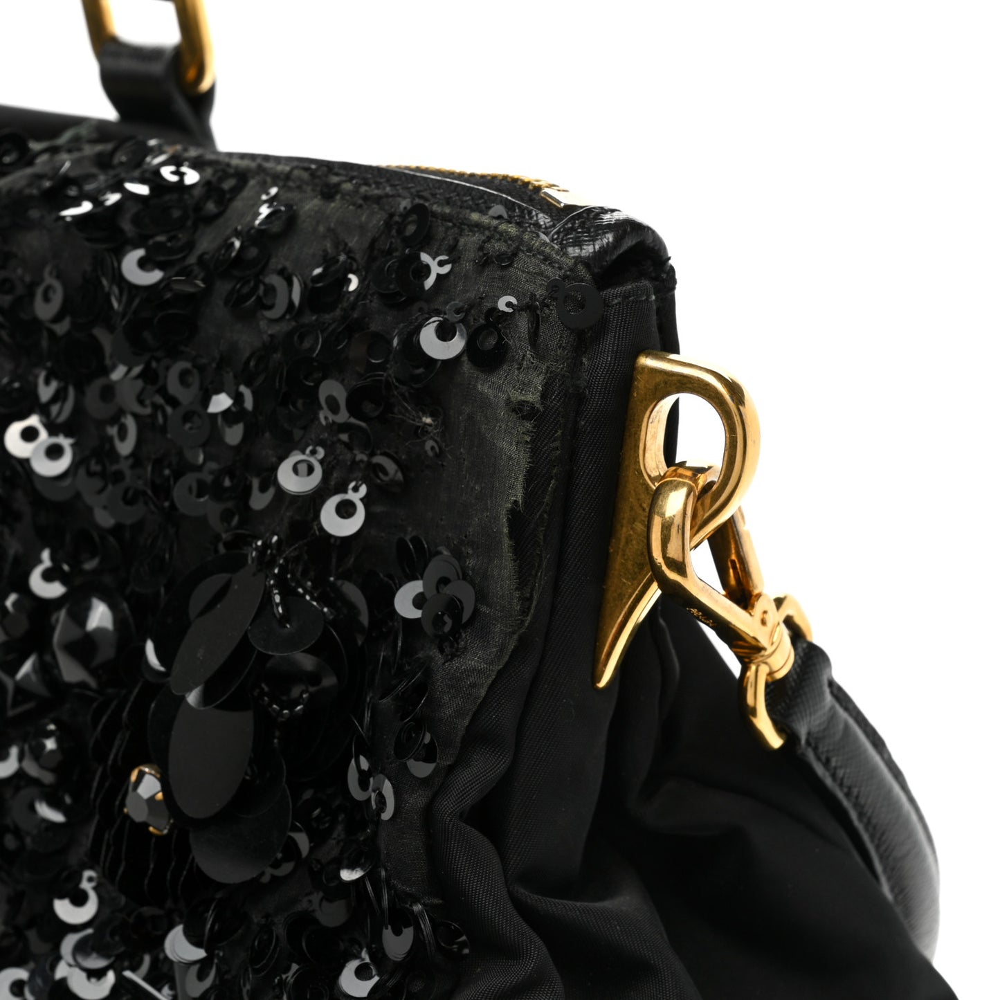 Nylon Sequin Tote Black