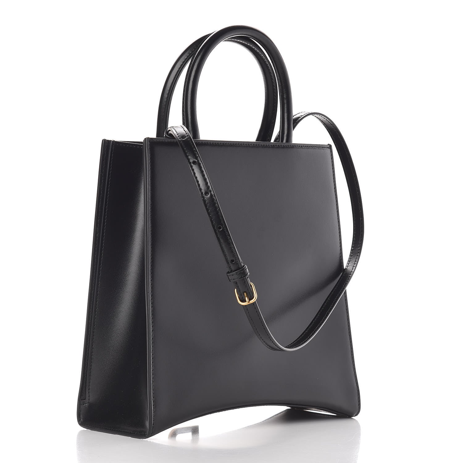 Balenciaga Shiny Box Calfskin Hourglass Tote Black 3 of 12