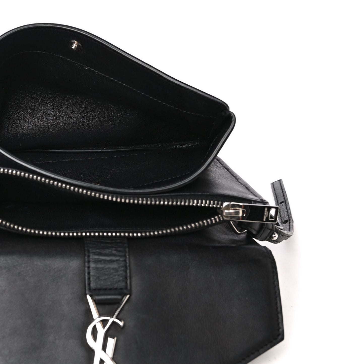 Calfskin Monogram Tri Pocket Crossbody Bag Black