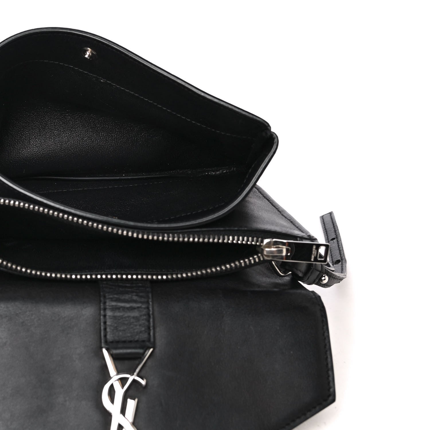Saint Laurent Calfskin Monogram Tri Pocket Crossbody Bag Black 4 of 4
