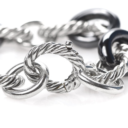 David Yurman Sterling Silver Ceramic 13mm Large Oval Link Bracelet Black 4 of 5