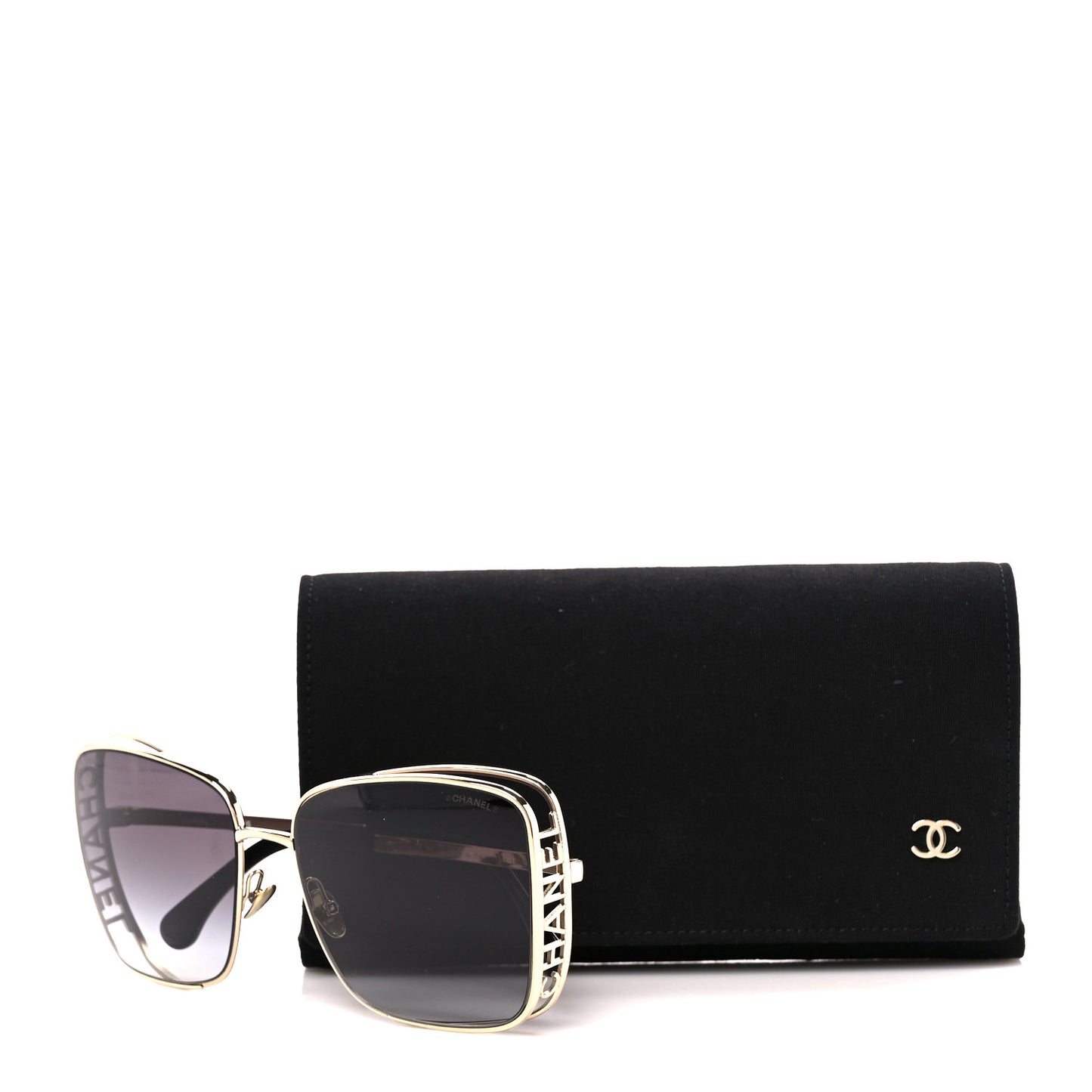 Metal Logo Square Sunglasses 71541 Gold
