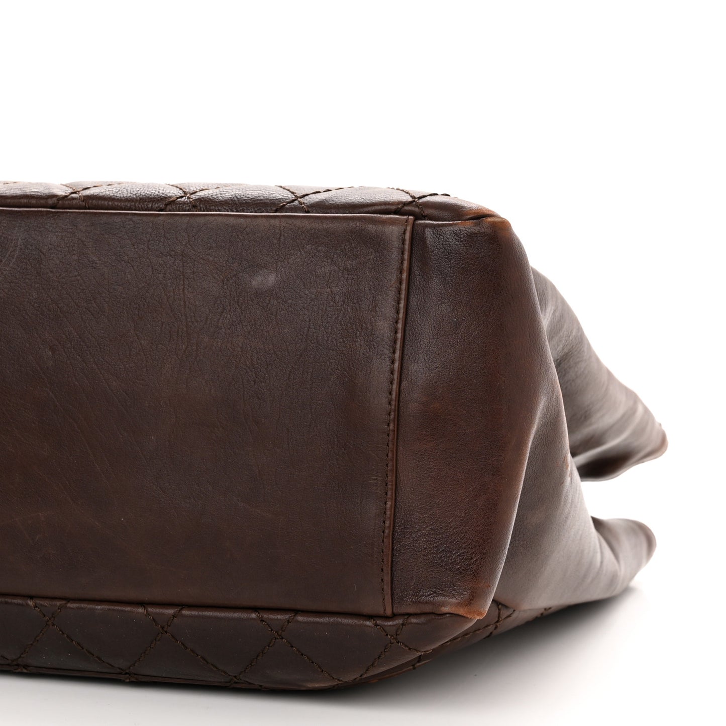 Lambskin Quilted Tote Brown