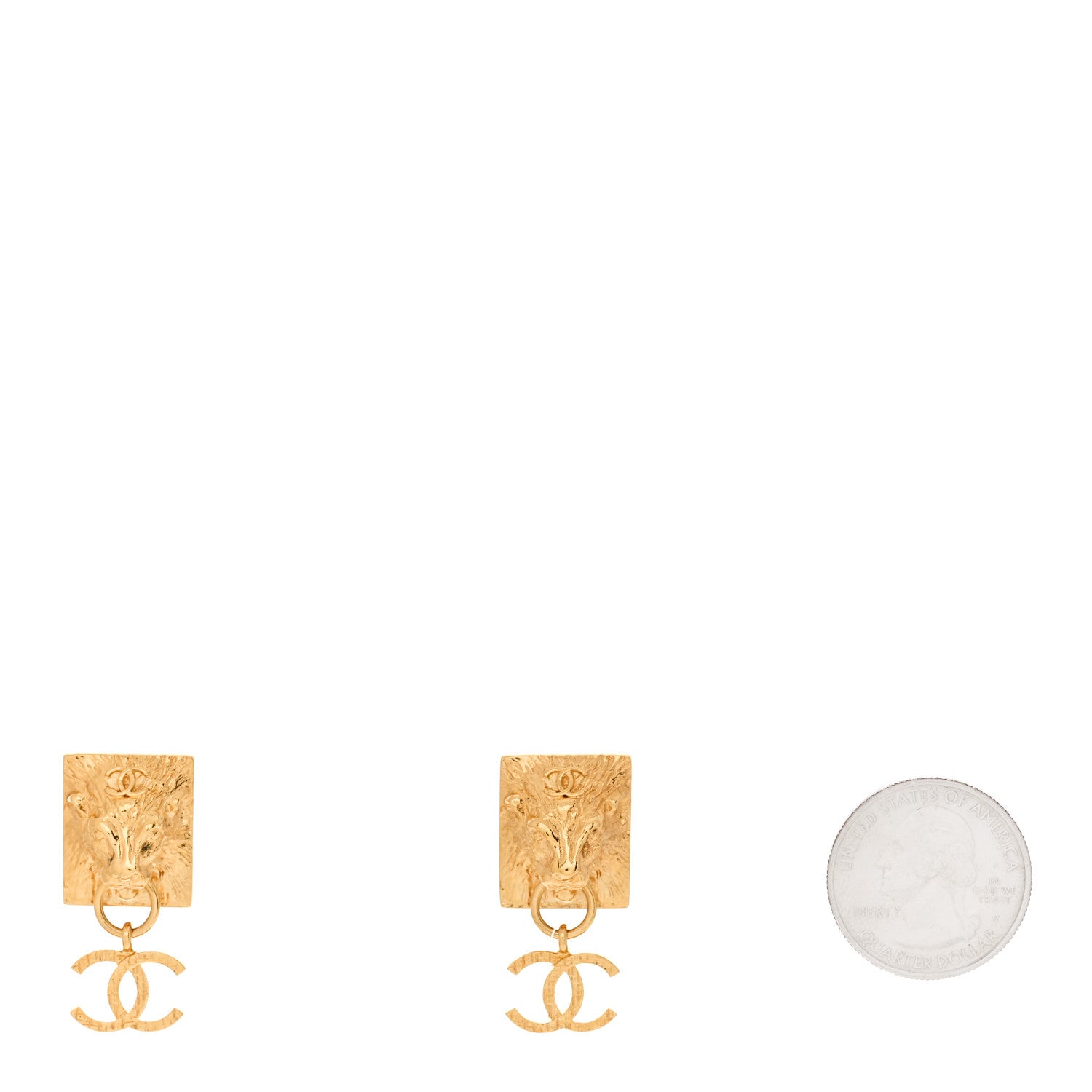 Chanel Metal CC Lion Earrings Gold 2 of 5