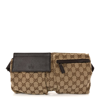Gucci GG Monogram Double Pocket Belt Bag Dark Brown 1 of 12