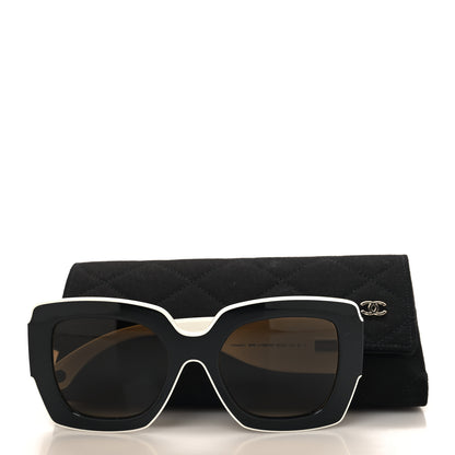 Chanel Acetate Square Sunglasses 6059 Black White 7 of 7