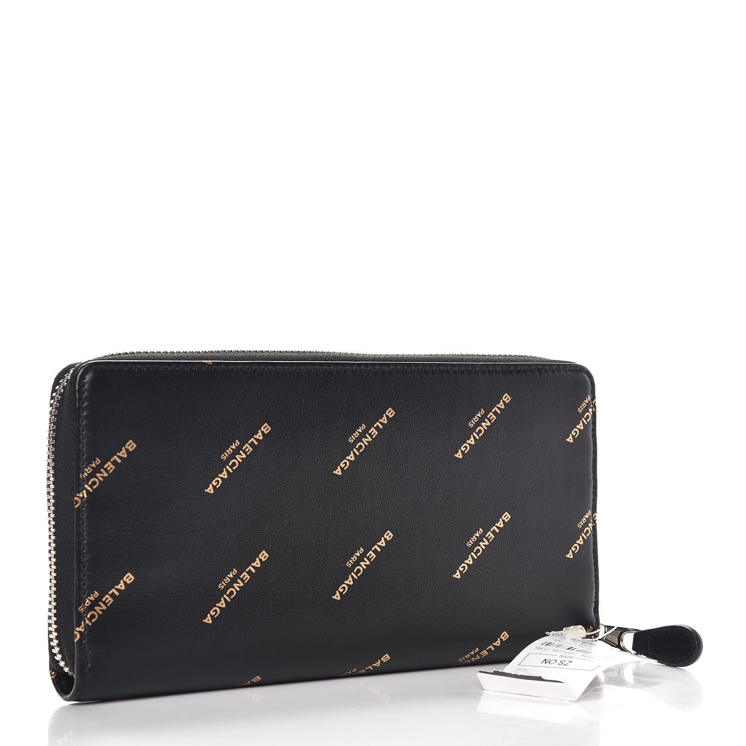 Balenciaga Calfskin Allover Logo Bazar Continental Zip Around
