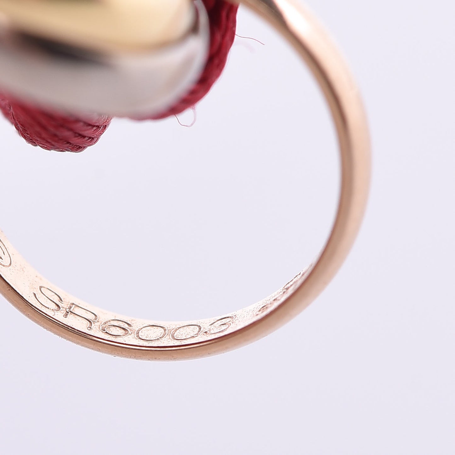 18K Pink Yellow White Gold Trinity Cord Bracelet Red
