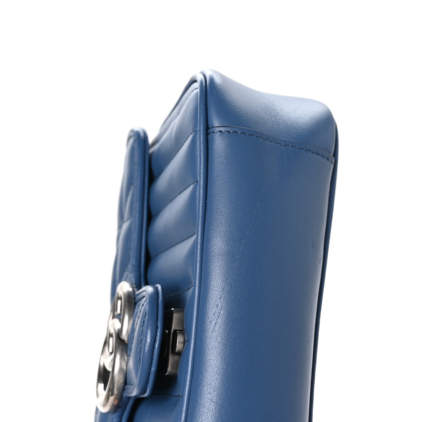 Calfskin Matelasse Aria Mini GG Marmont Shoulder Bag Clear Blue