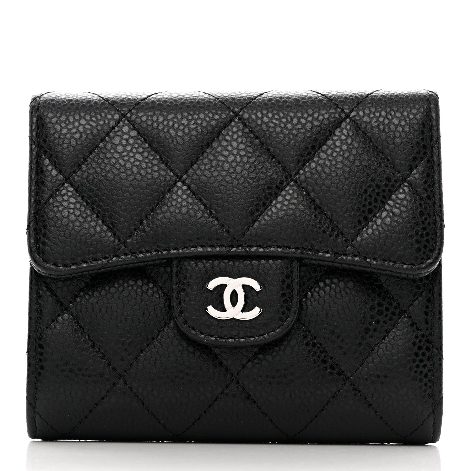 Chanel Caviar Quilted Compact Flap Wallet Black 1 of 9