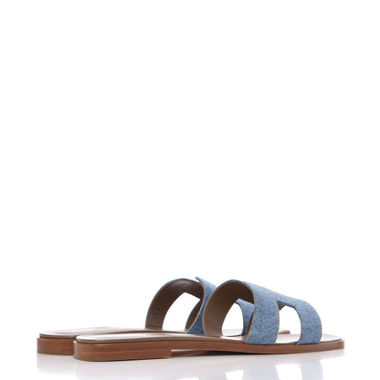 Hermes Denim Canvas Oran Sandals 38.5 Bleu Clair 4 of 9