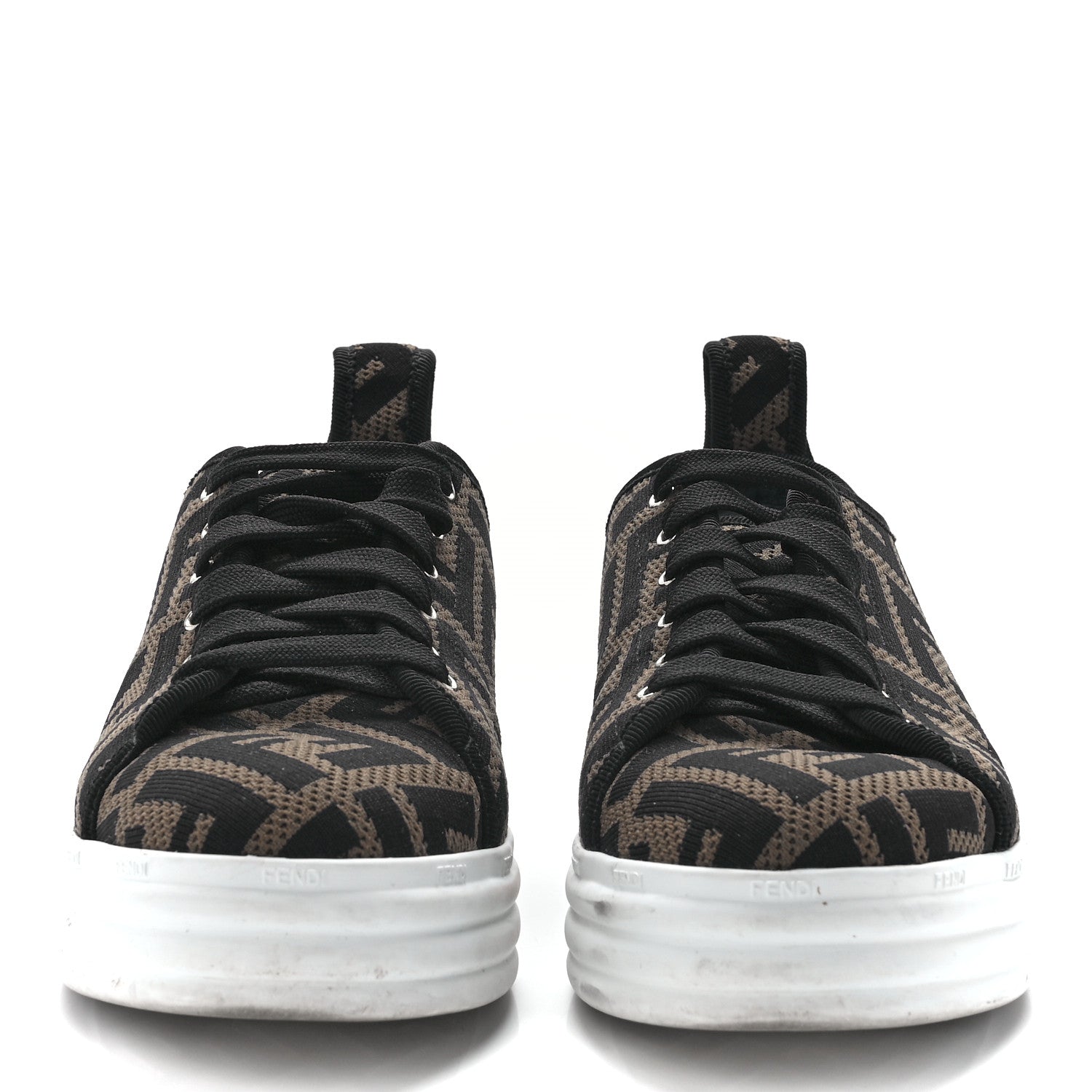 Fendi Fabric FF Micro-Perforated Rise Low Top Sneakers 36 Tobacco Black 2 of 8