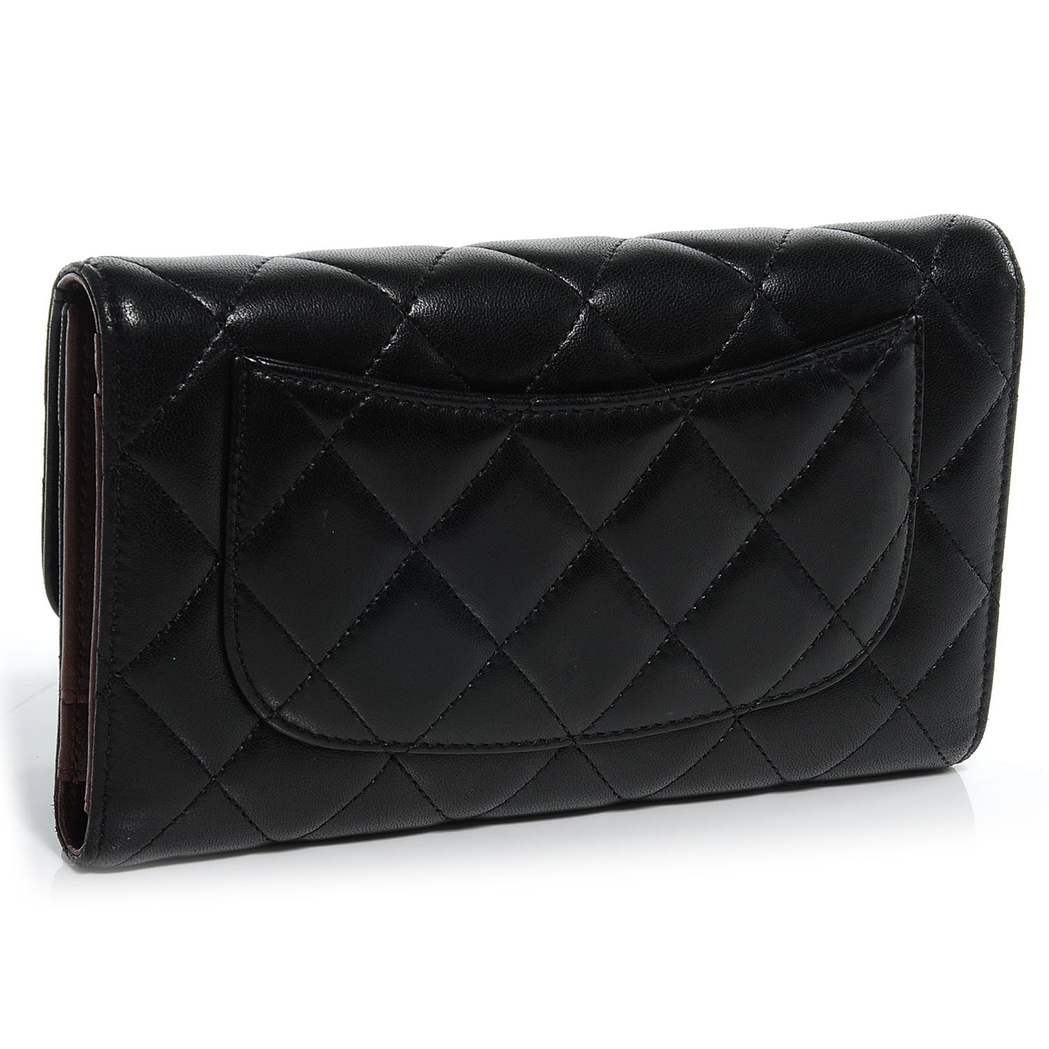 Chanel Lambskin Quilted Large Flap Wallet Black 3 of 7