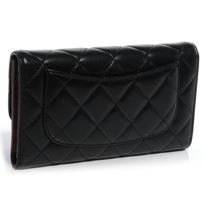 Chanel Lambskin Quilted Large Flap Wallet Black 3 of 7