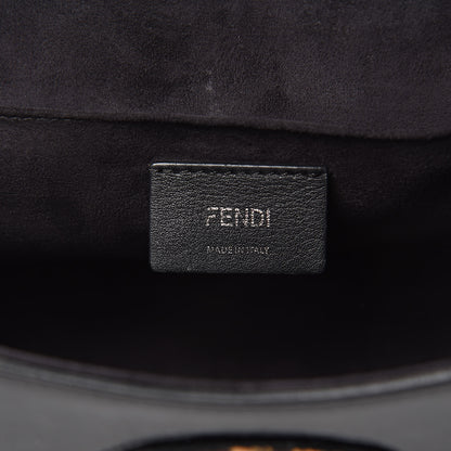 Fendi Vitello Century Velvet F is Fendi FF Kan I Shoulder Bag Black Tobacco 6 of 15