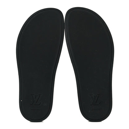 Louis Vuitton Rubber Embossed Monogram Mens Waterfront Mules 6 Black 7 of 10